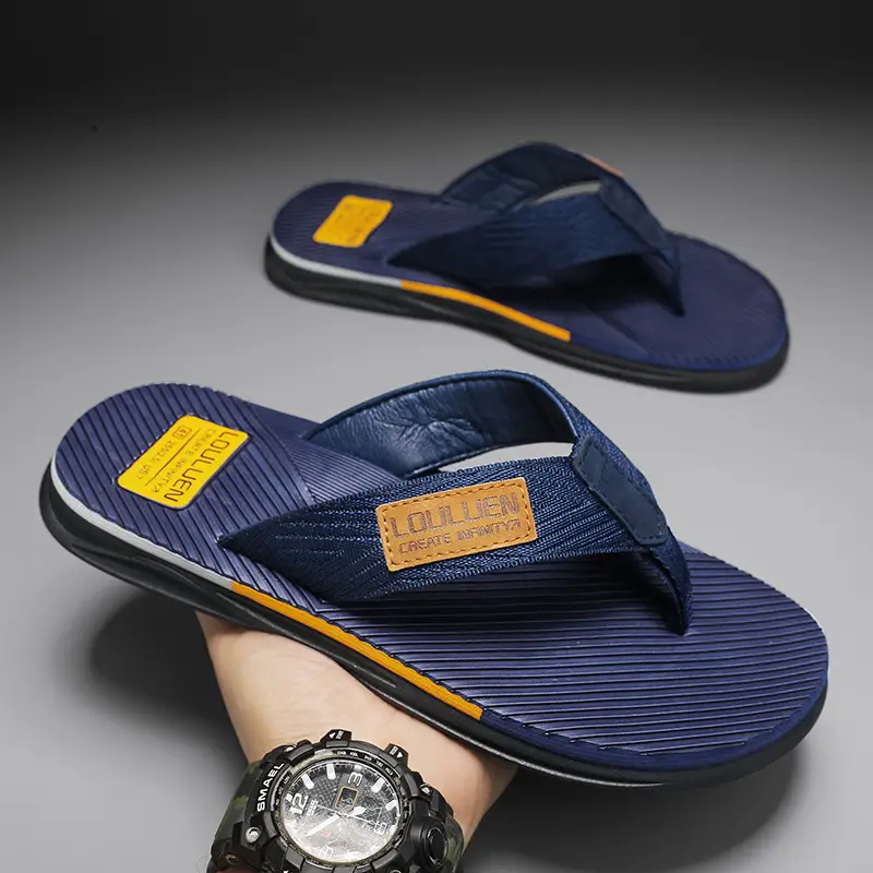 2024 Cross-border Large Size Flip Flops Men's Summer Korean-style Fashionable Flip-flops Men's Outer Wear Thick Bottom Beach Sandals