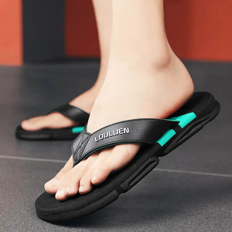 2024 Summer Men's Flip-Flops Beach Shoes Casual Trendy Non-Slip Fashion Outer Wear Thick-Soled Sandals for Men