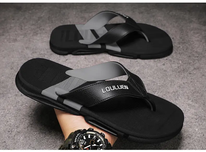 2024 Summer Men's Flip-Flops Beach Shoes Casual Trendy Non-Slip Fashion Outer Wear Thick-Soled Sandals for Men — feature 13