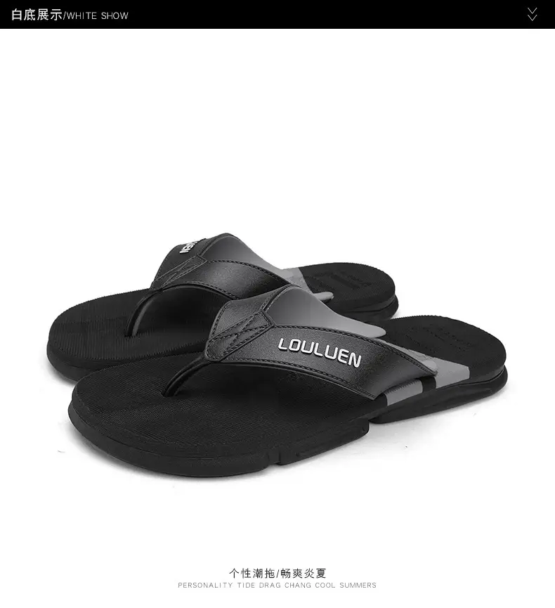 2024 Summer Men's Flip-Flops Beach Shoes Casual Trendy Non-Slip Fashion Outer Wear Thick-Soled Sandals for Men — feature 19