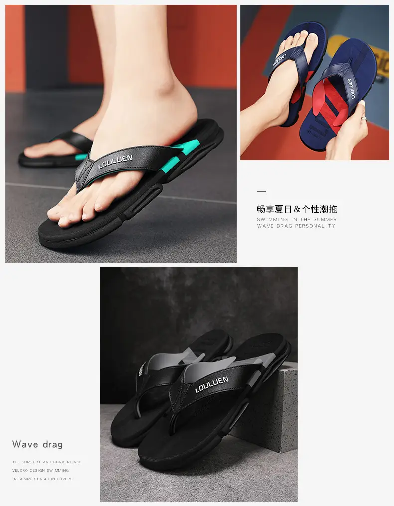 2024 Summer Men's Flip-Flops Beach Shoes Casual Trendy Non-Slip Fashion Outer Wear Thick-Soled Sandals for Men — feature 2