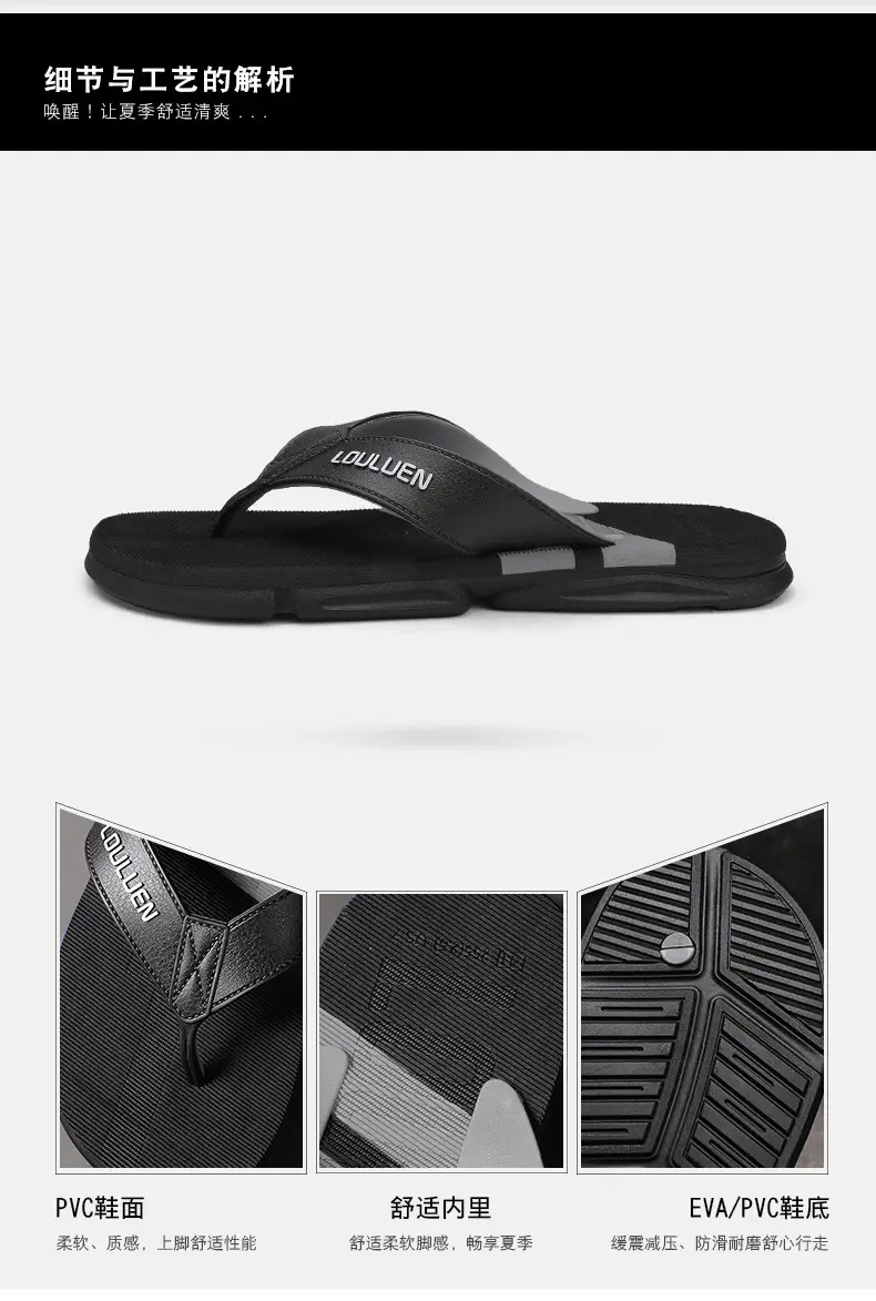 2024 Summer Men's Flip-Flops Beach Shoes Casual Trendy Non-Slip Fashion Outer Wear Thick-Soled Sandals for Men — feature 5