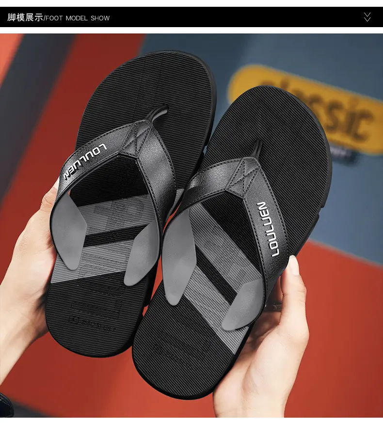 2024 Summer Men's Flip-Flops Beach Shoes Casual Trendy Non-Slip Fashion Outer Wear Thick-Soled Sandals for Men — feature 7