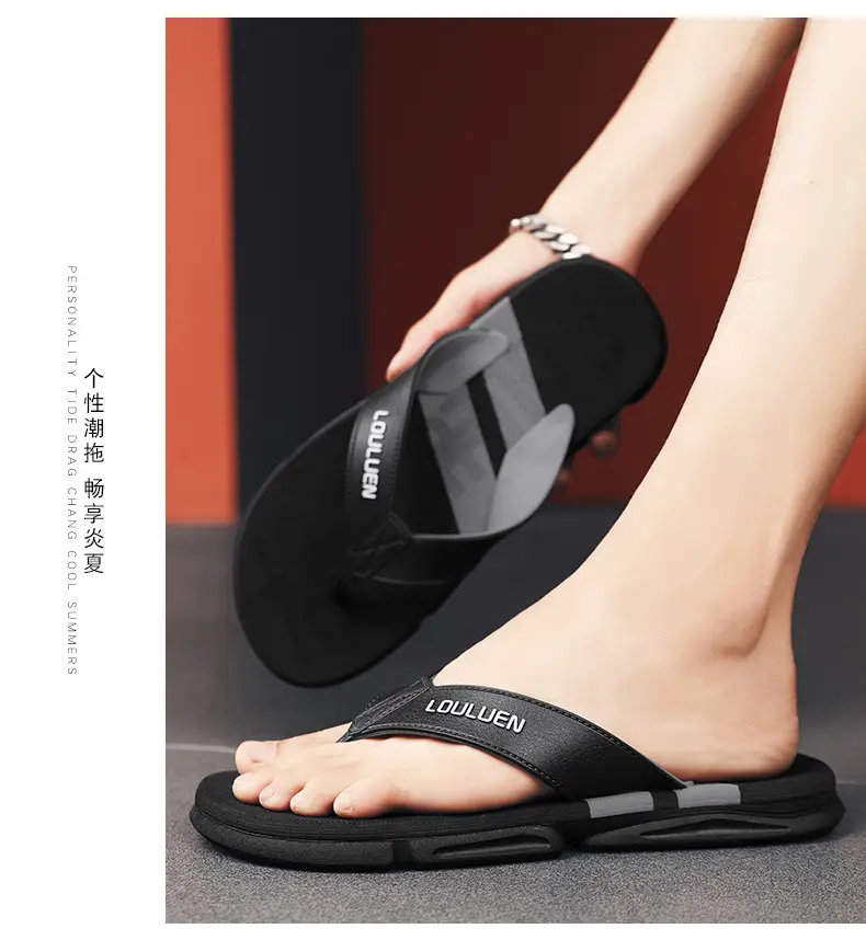 2024 Summer Men's Flip-Flops Beach Shoes Casual Trendy Non-Slip Fashion Outer Wear Thick-Soled Sandals for Men — feature 8