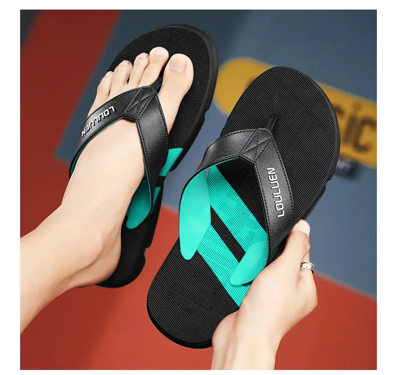 2024 Summer Men's Flip-Flops Beach Shoes Casual Trendy Non-Slip Fashion Outer Wear Thick-Soled Sandals for Men — feature 9