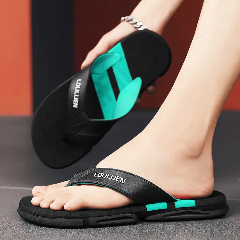 2024 Summer Men's Flip-Flops Beach Shoes Casual Trendy Non-Slip Fashion Outer Wear Thick-Soled Sandals for Men