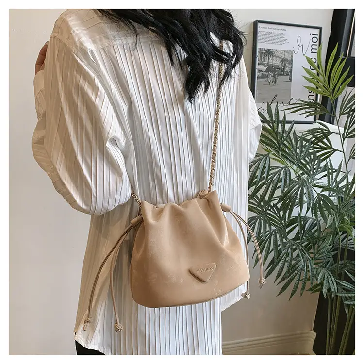 Black Velvet Bucket Bag with Chain Strap — feature 26