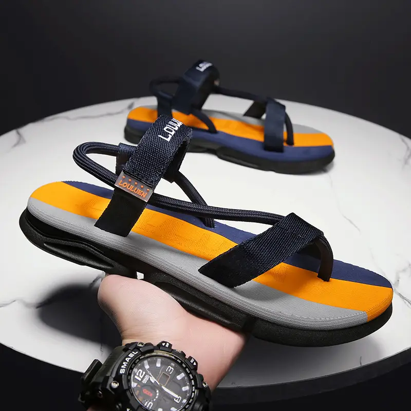 Men's 2024 Summer Sandals Navy Yellow Non-Slip
