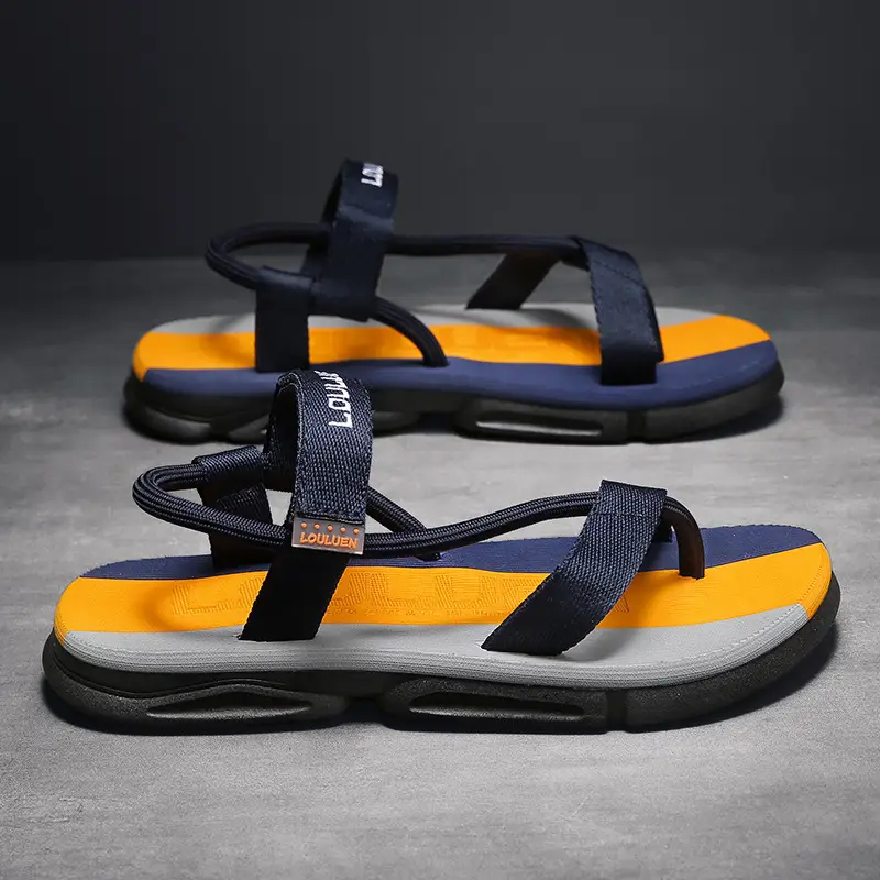 Men's 2024 Summer Sandals Navy Yellow Non-Slip