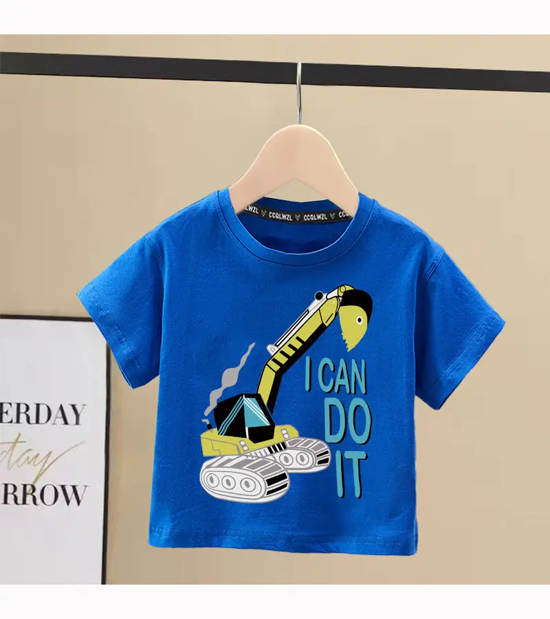 Boys Cotton Crewneck T-Shirt Blue Graphic 2024 — feature 13