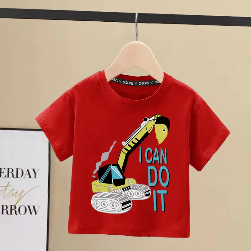 Boys Cotton Crewneck T-Shirt Blue Graphic 2024 - Image 3