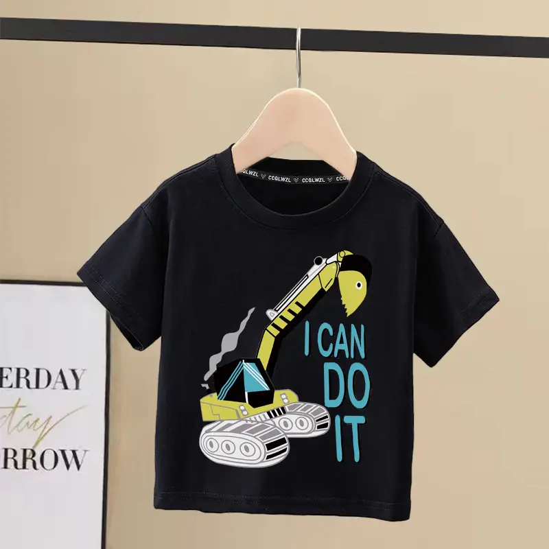 Boys Cotton Crewneck T-Shirt Blue Graphic 2024 - Image 4