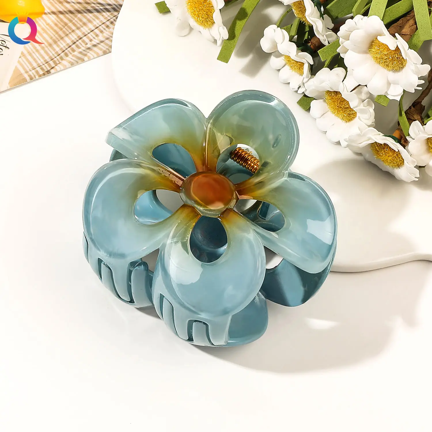Five-petal Flower Clamp-Fog Blue