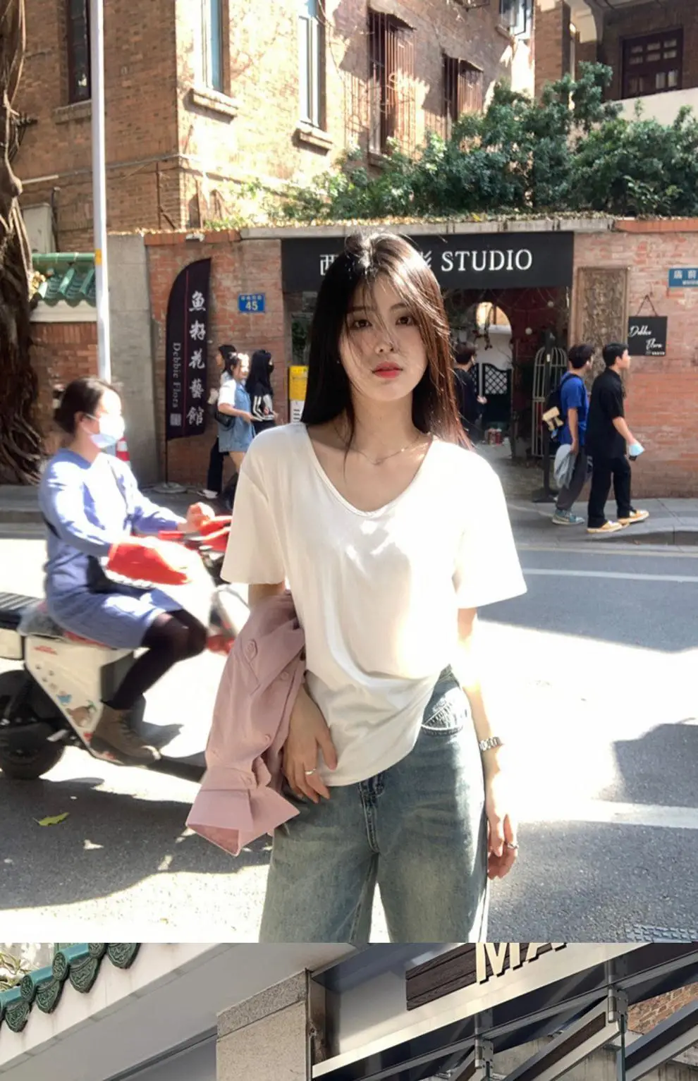 Ledin~ Summer Thin V Neck Short-Sleeved T-Shirt for Women, Comfortable, Loose, Slim, Lazy Bottoming Shirt, Casual T-Shirt Top — feature 2