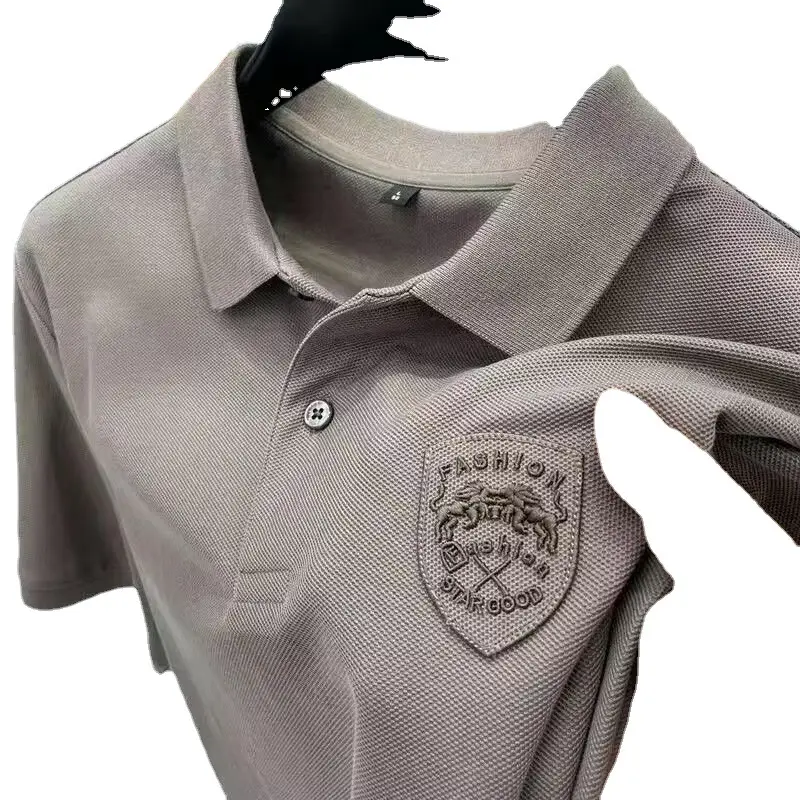 Men's Black Polo Shirt with Logo Patch