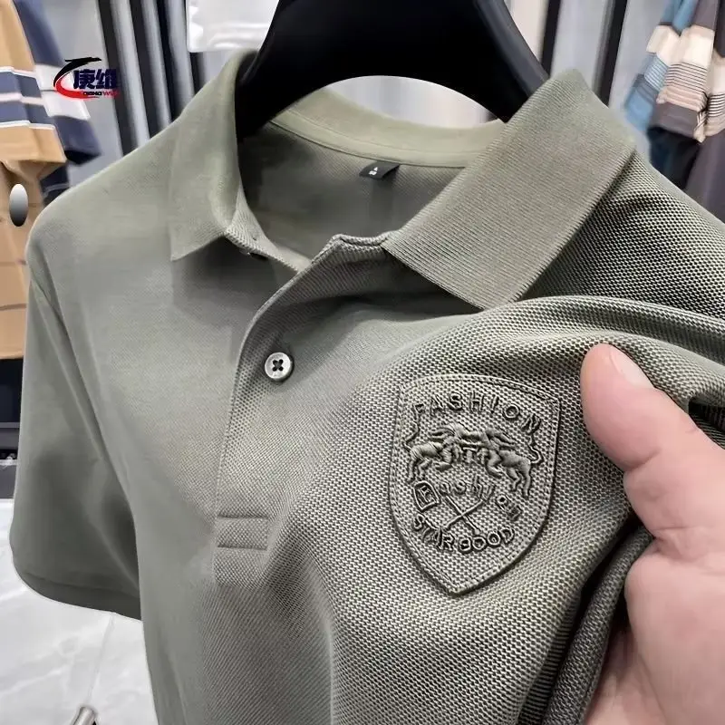 Men's Black Polo Shirt with Logo Patch — feature 2