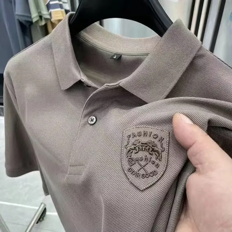 Men's Black Polo Shirt with Logo Patch — feature 6