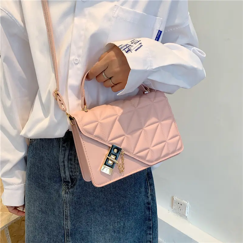 Women's Pink Quilted Shoulder Bag 2022 Fashion - Image 9