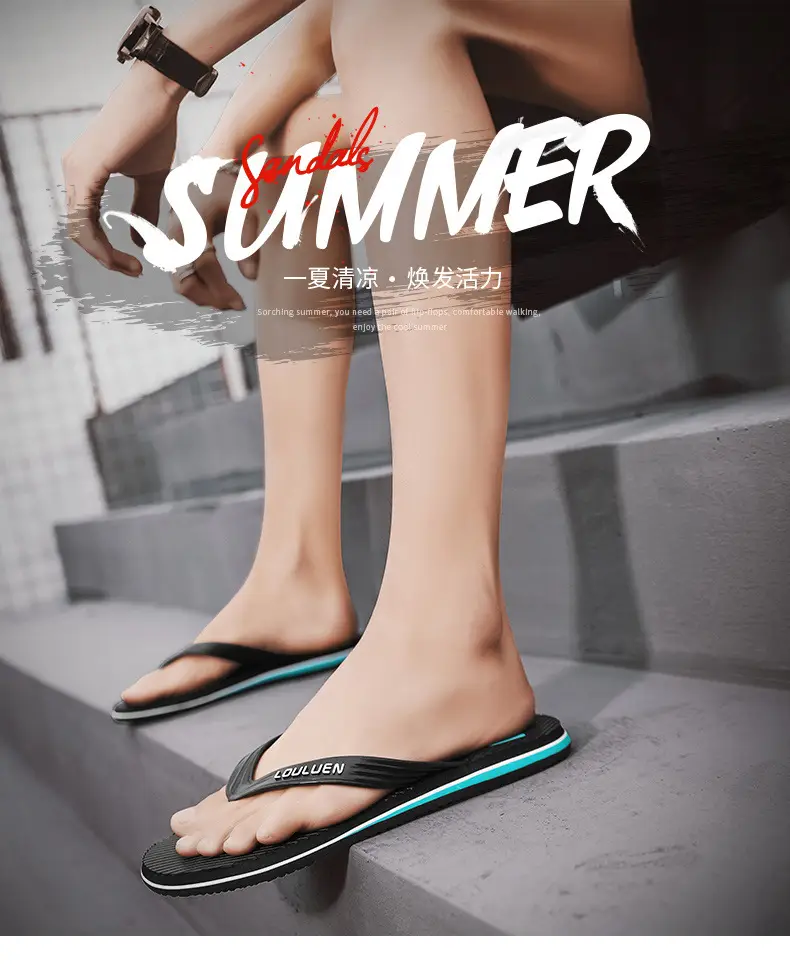 2024 Men's Red Rubber Flip Flops Beach Sandals — feature 1