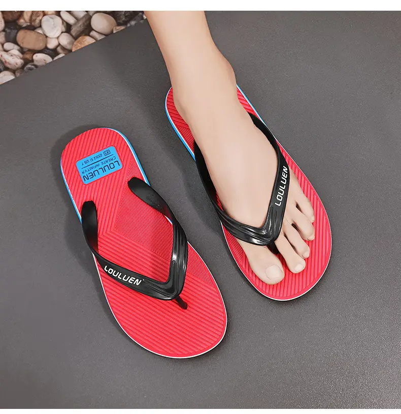2024 Men's Red Rubber Flip Flops Beach Sandals — feature 14