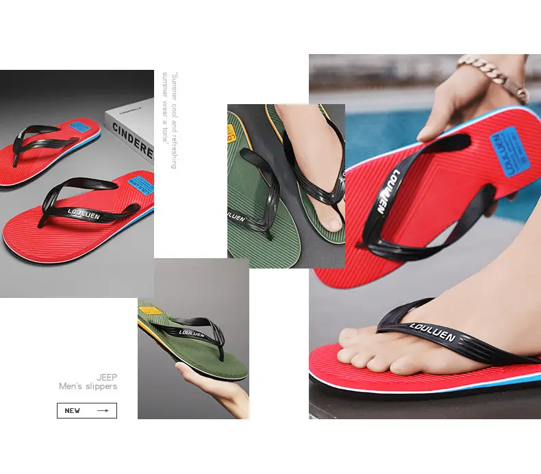 2024 Men's Red Rubber Flip Flops Beach Sandals — feature 2