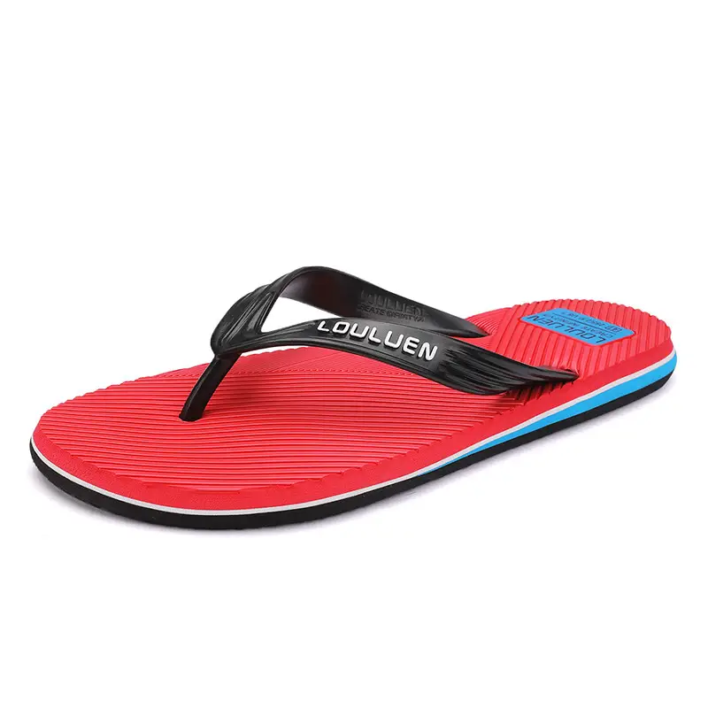 2024 Men's Red Rubber Flip Flops Beach Sandals - Image 3
