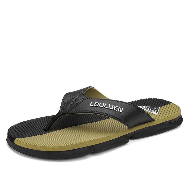2024 Men's Orange Black Flip Flops Beach Casual Sandals