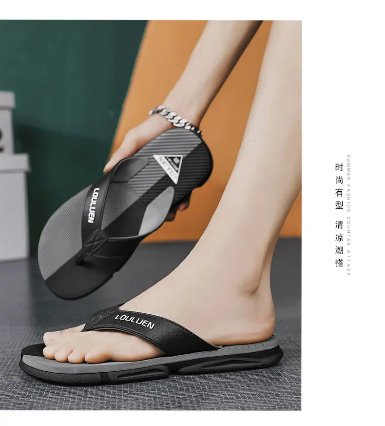 2024 Men's Orange Black Flip Flops Beach Casual Sandals — feature 10