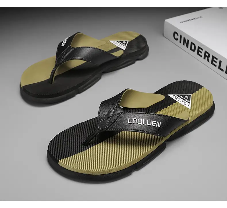 2024 Men's Orange Black Flip Flops Beach Casual Sandals — feature 12