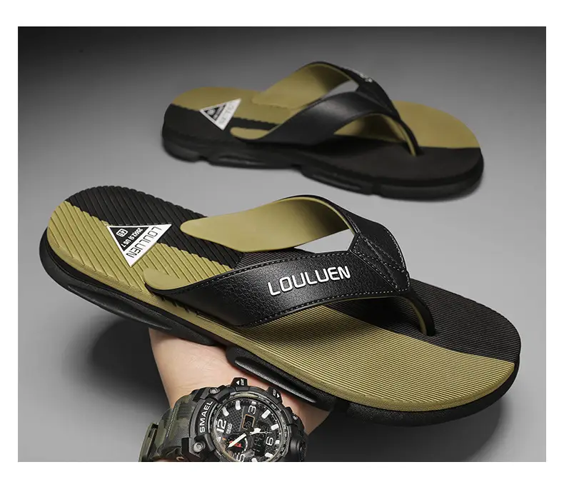 2024 Men's Orange Black Flip Flops Beach Casual Sandals — feature 13