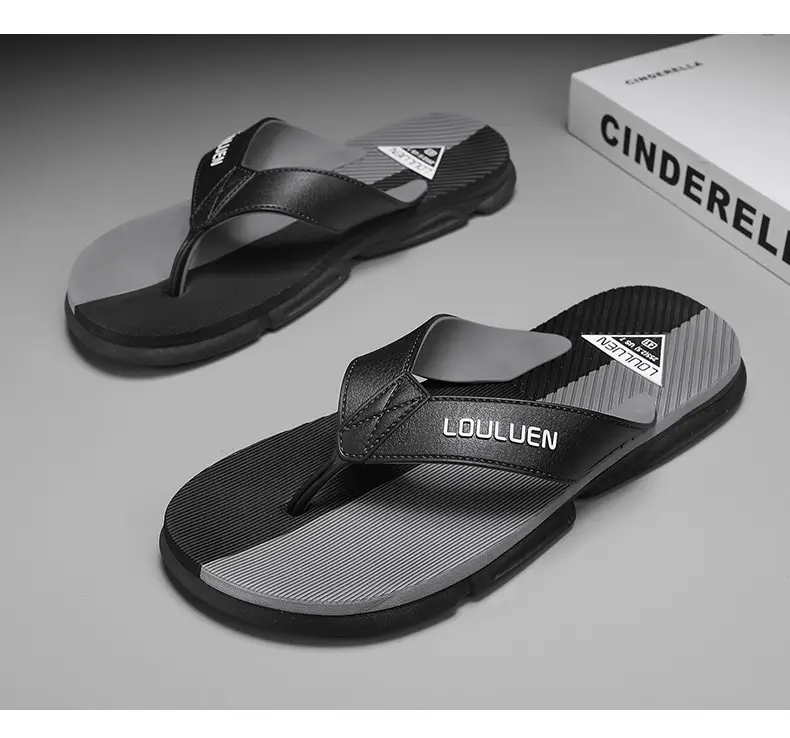 2024 Men's Orange Black Flip Flops Beach Casual Sandals — feature 16