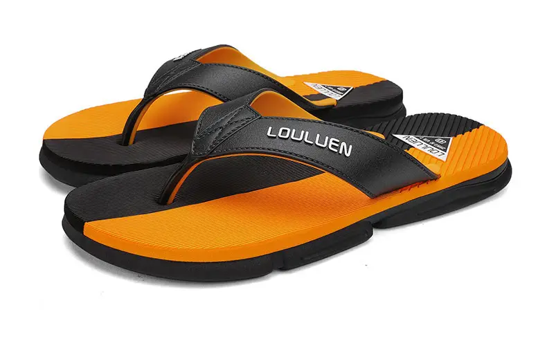 2024 Men's Orange Black Flip Flops Beach Casual Sandals — feature 20
