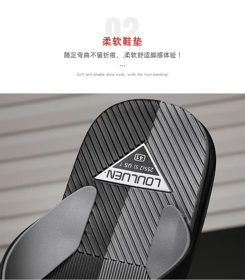 2024 Men's Orange Black Flip Flops Beach Casual Sandals — feature 6