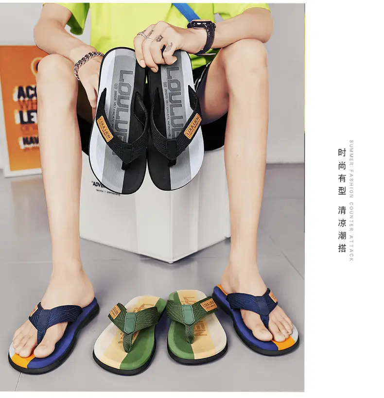 2024 Summer Large Size Men's Flip-Flops for Outer Wear Flip-Flops Beach Shoes Casual Trendy Non-Slip Fashion Sandals for Men — feature 12