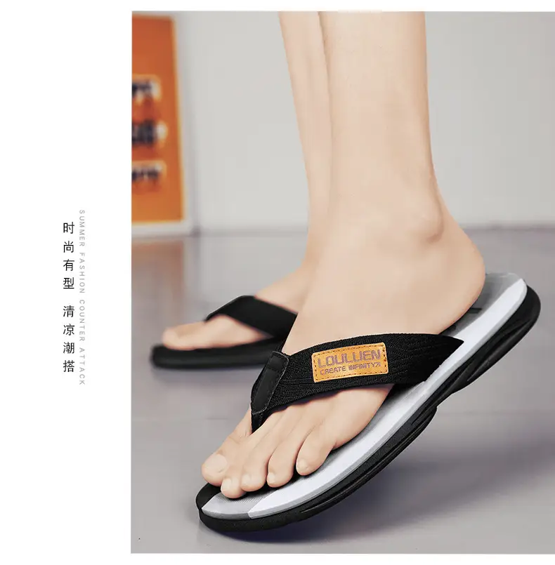 2024 Summer Large Size Men's Flip-Flops for Outer Wear Flip-Flops Beach Shoes Casual Trendy Non-Slip Fashion Sandals for Men — feature 13