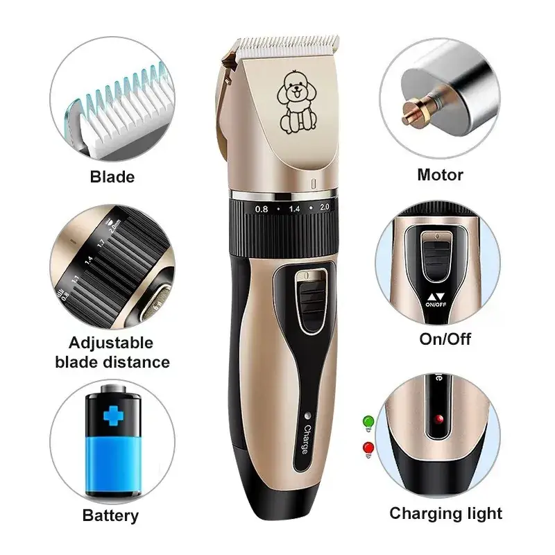 Pet Electric Clipper for Dogs & Cats with Adjustable Blades - Image 4