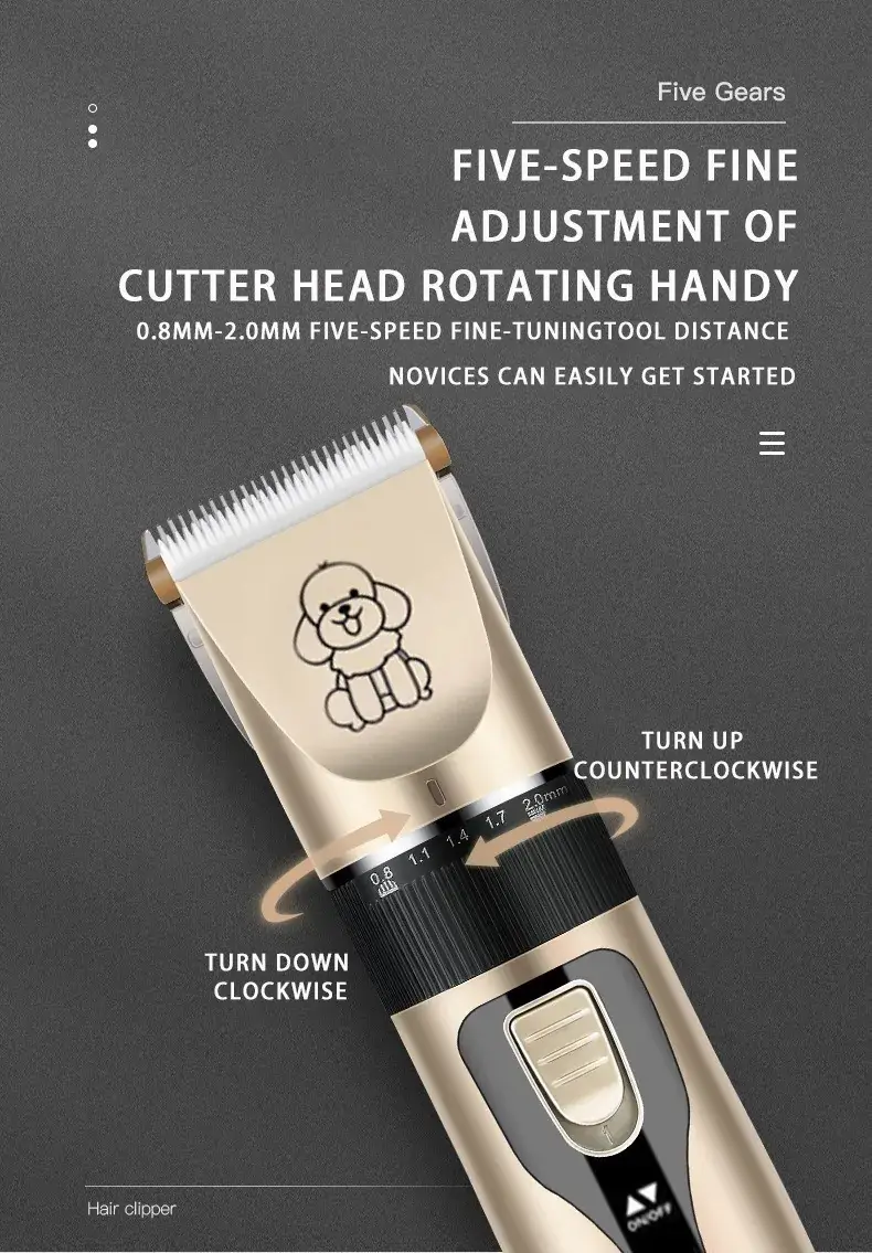 Pet Electric Clipper for Dogs & Cats with Adjustable Blades — feature 6