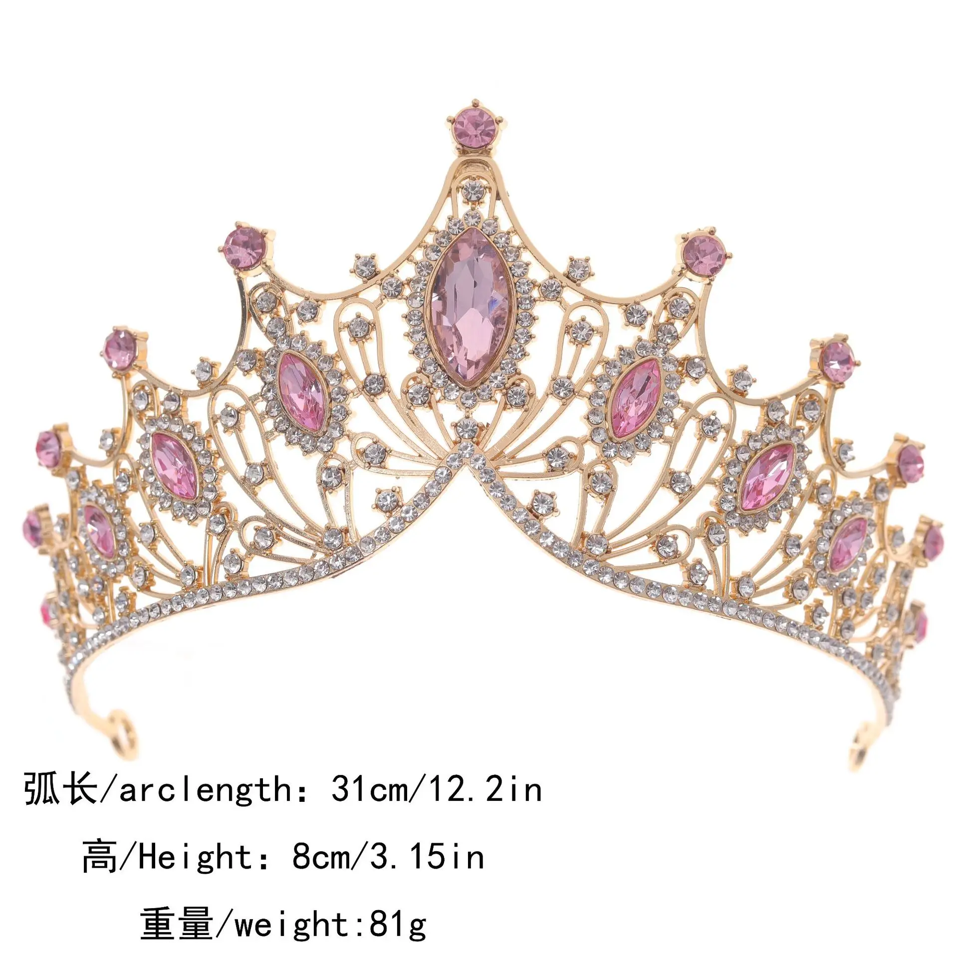Luxury Red Crystal Bridal Crown for Women