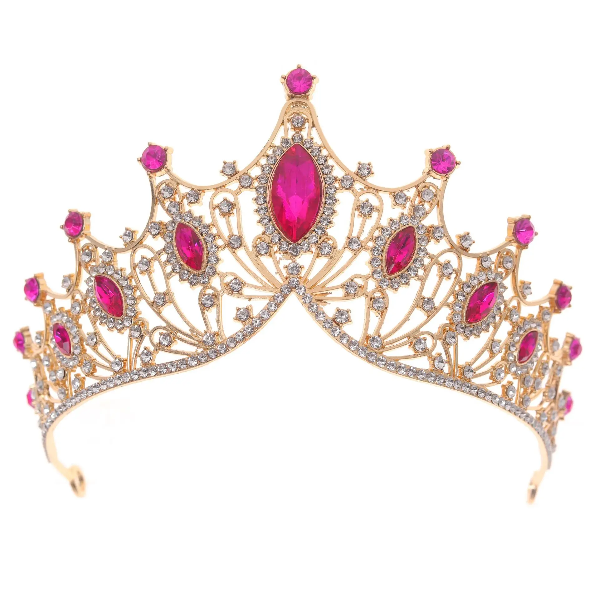 Luxury Red Crystal Bridal Crown for Women — feature 8