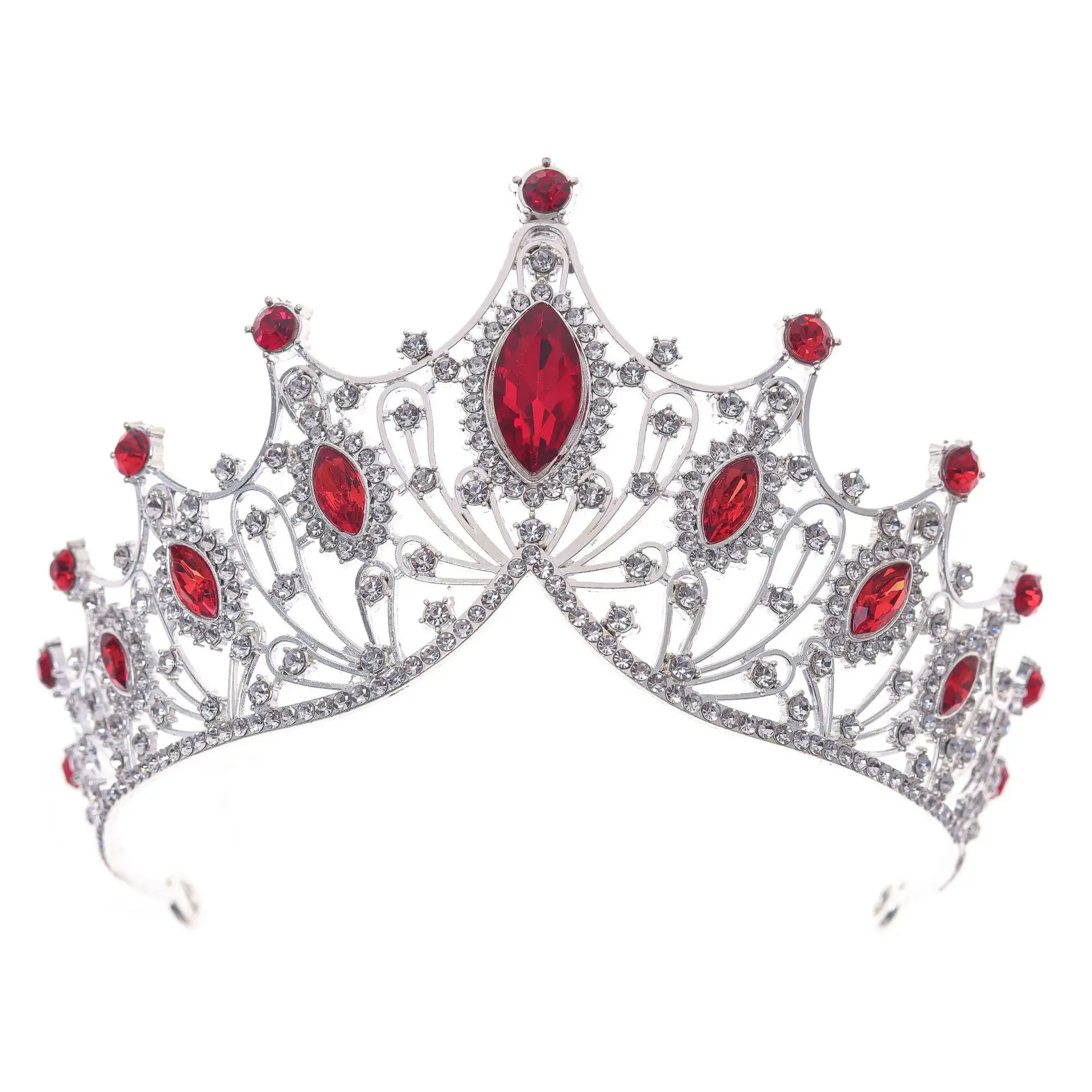Luxury Red Crystal Bridal Crown for Women