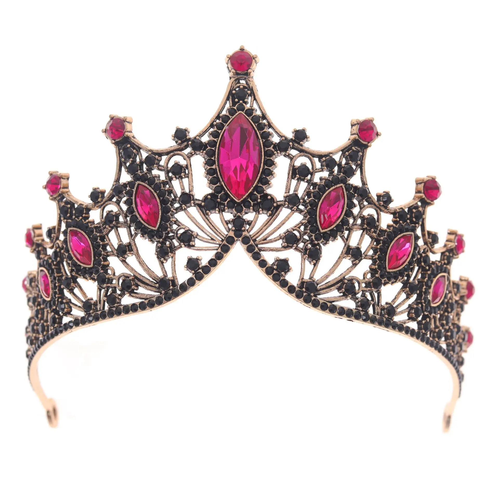 Luxury Red Crystal Bridal Crown for Women