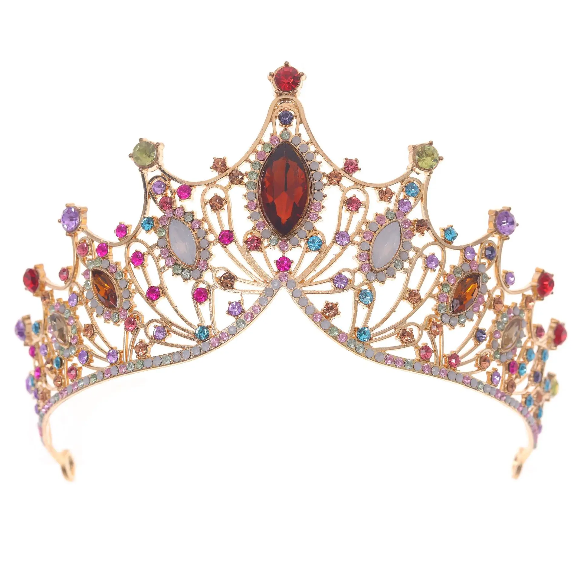 Luxury Red Crystal Bridal Crown for Women