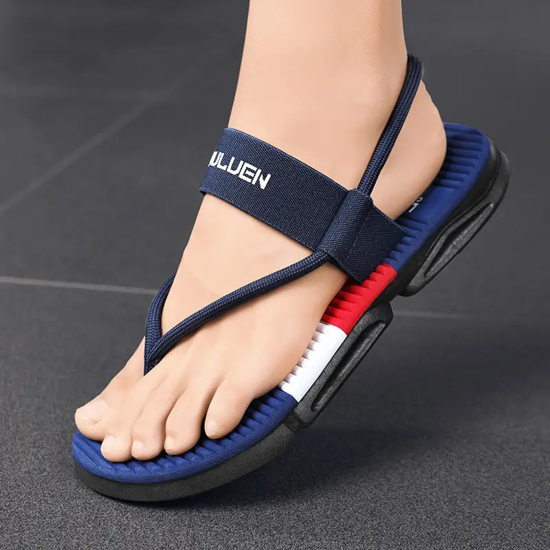 Men's 2024 Summer Beach Flip Flops Navy Blue Non-Slip - Image 6