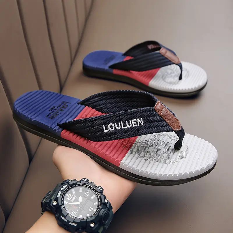 2024 Korean Style Men's Color Block Sandals - Image 2