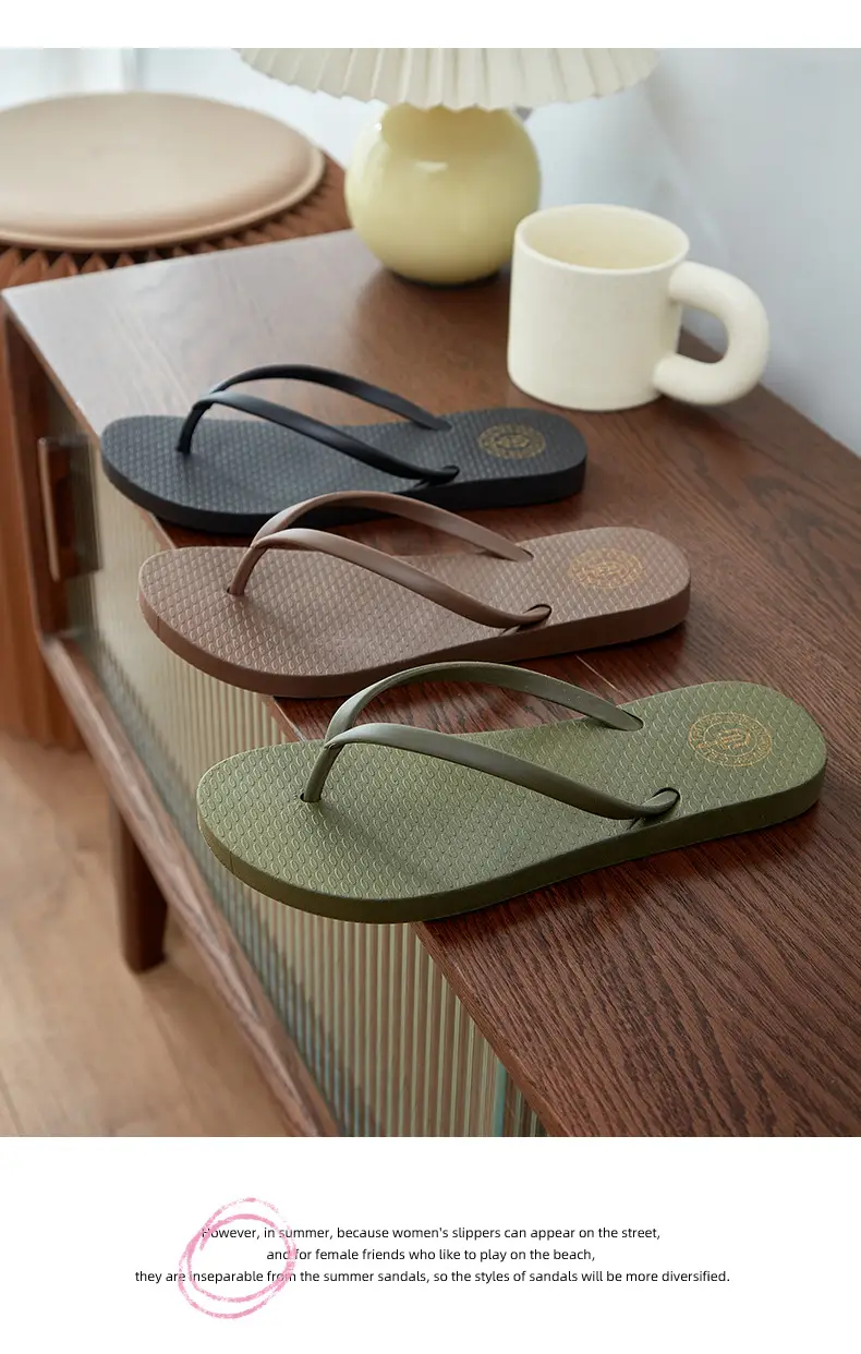 Summer New Flip-flops Women's Flat Casual Outdoor Slippers Women's Solid Color Fashionable Clip-legged Beach Sandals Cross-border — feature 15