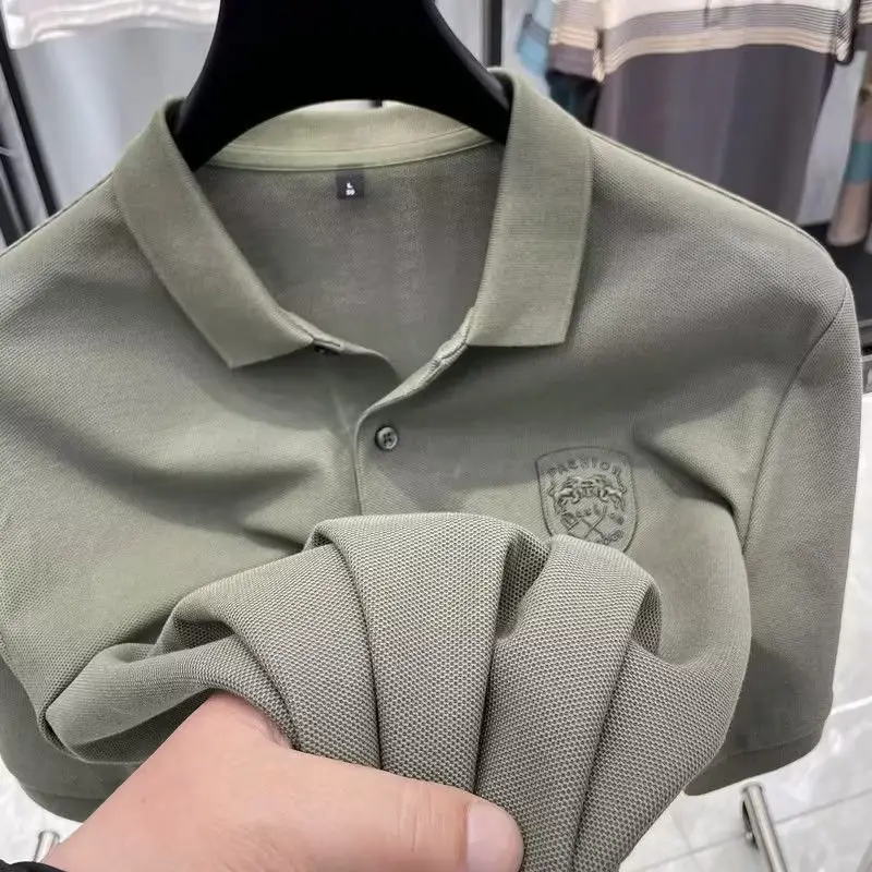 Men's Grey Polo Shirt with Logo Patch - Image 7