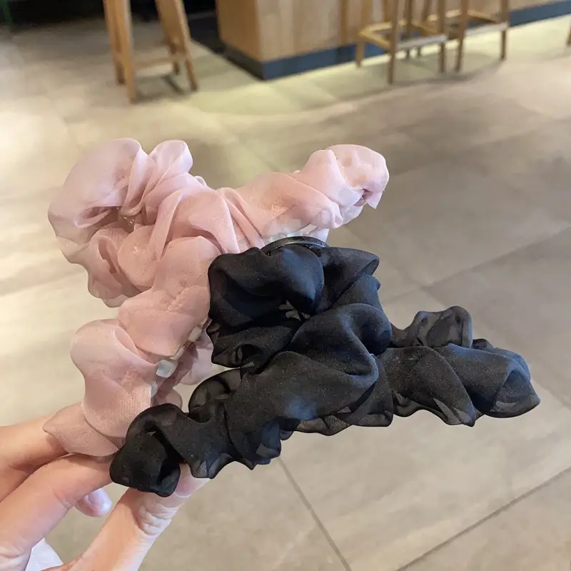 2026 Pink Shark Clip Hairpin for Women Large Mesh Pleated — feature 7