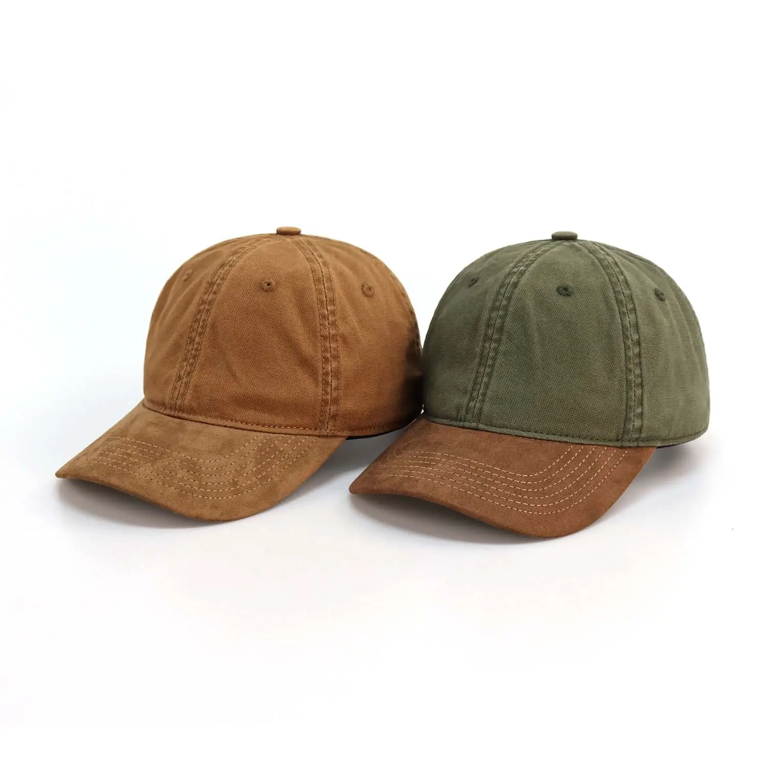Japanese Suede Patchwork Cap Women's Contrast Canvas Baseball Cap Men's Summer Soft Top Hat New Spring Style Hat