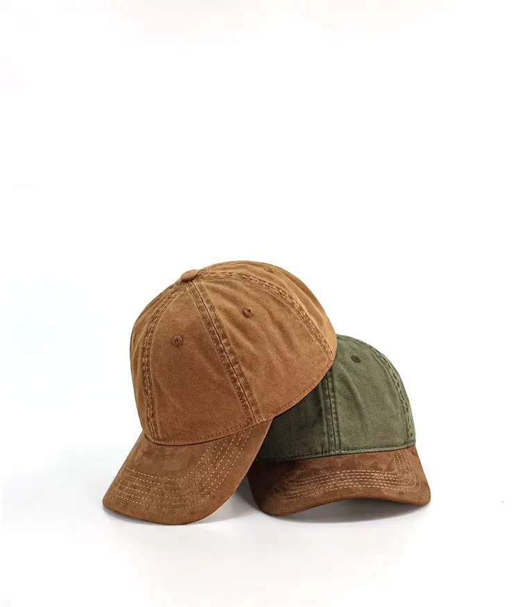 Japanese Suede Patchwork Cap Women's Contrast Canvas Baseball Cap Men's Summer Soft Top Hat New Spring Style Hat — feature 3