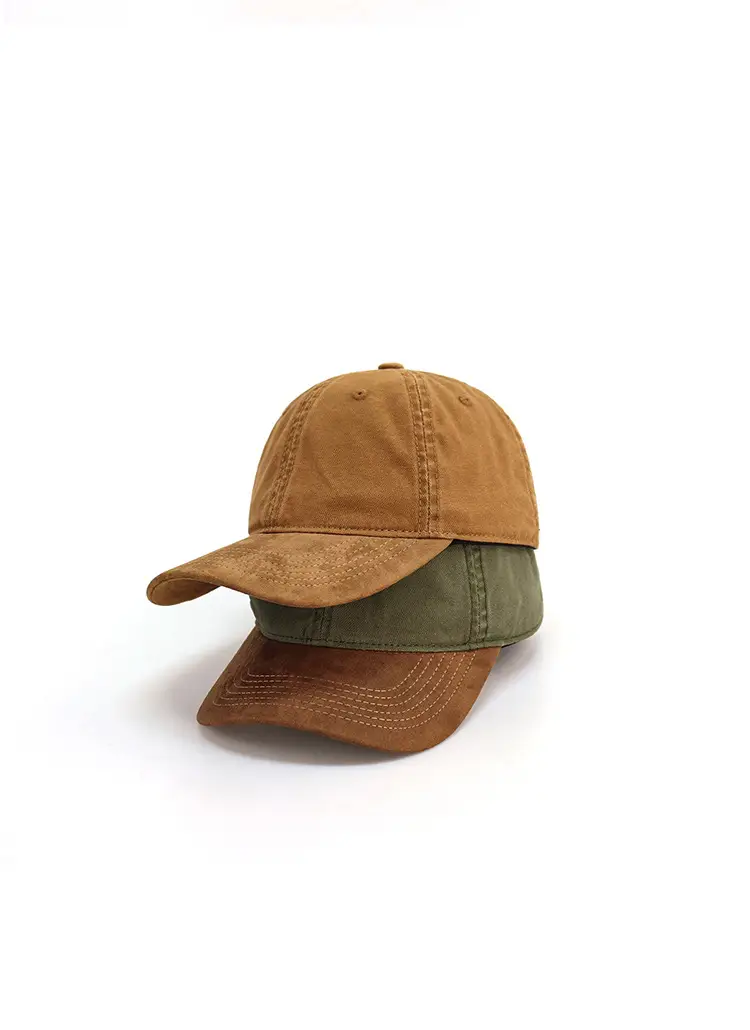 Japanese Suede Patchwork Cap Women's Contrast Canvas Baseball Cap Men's Summer Soft Top Hat New Spring Style Hat — feature 4